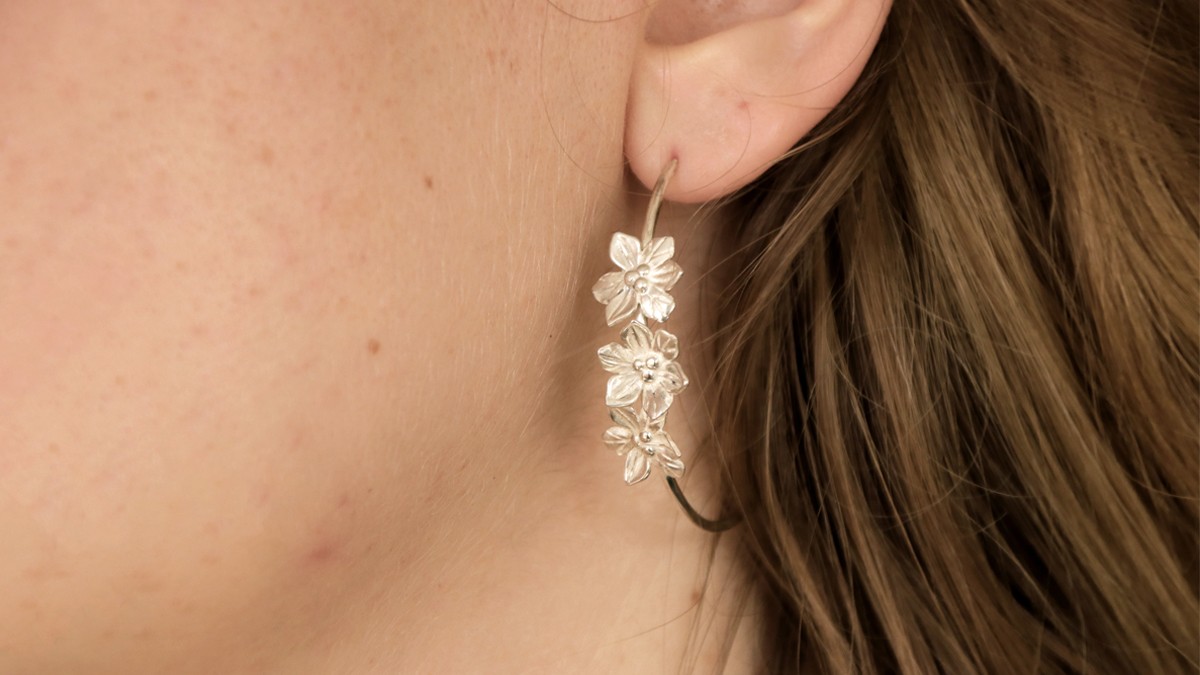 925 silver flower earrings tutorial - handmade