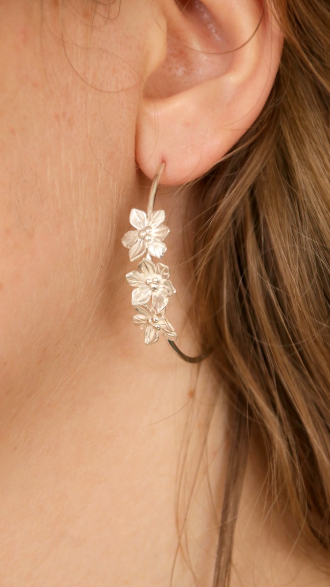 925 silver flower earrings tutorial - handmade