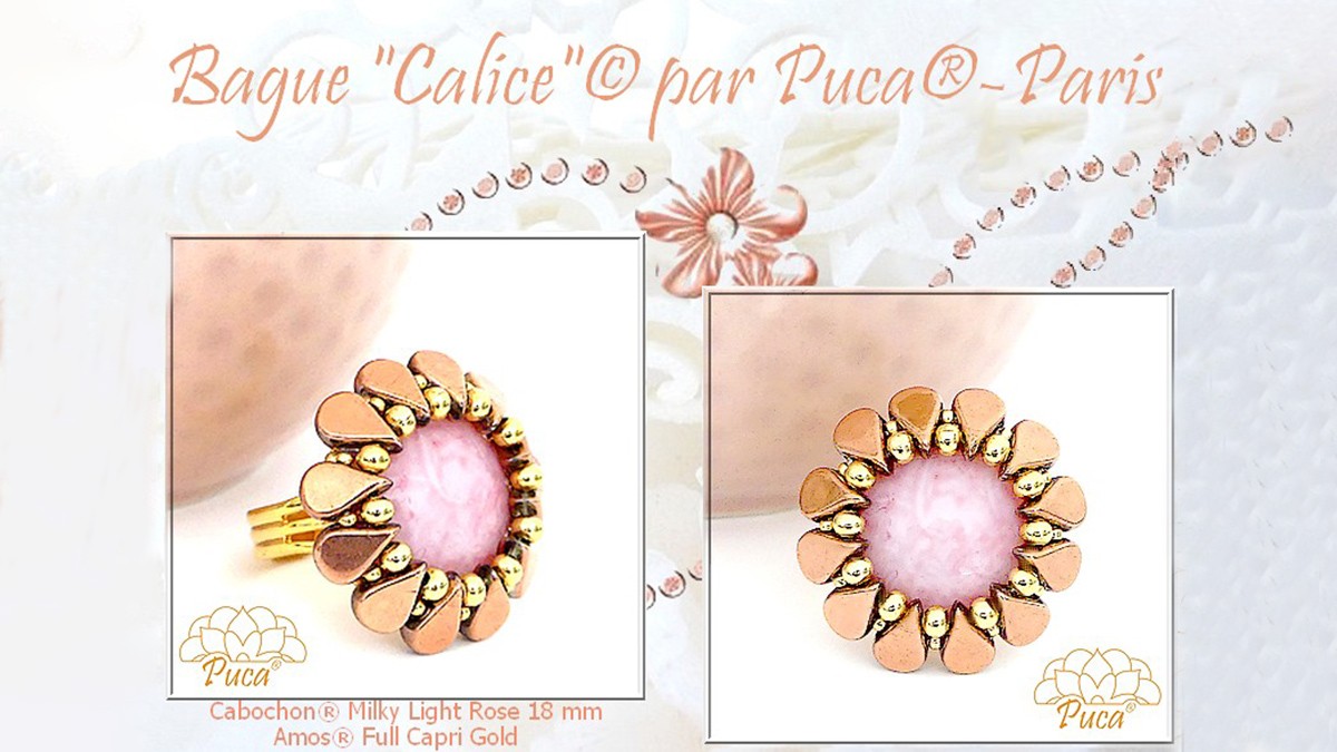 Diagram of Chalice ring with cabochon by Puca®.