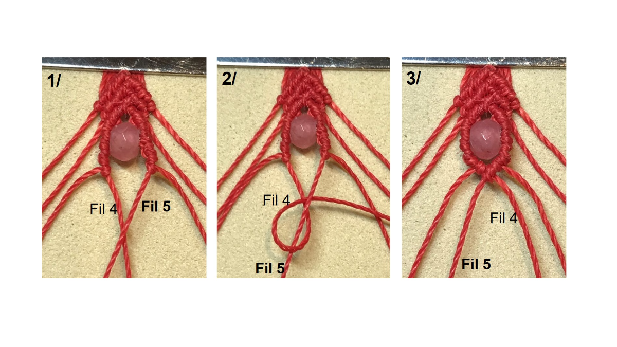 Bracelet in micro-macramé and gemstones : Step 19