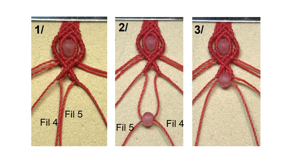 Bracelet in micro-macramé and gemstones : Step 26