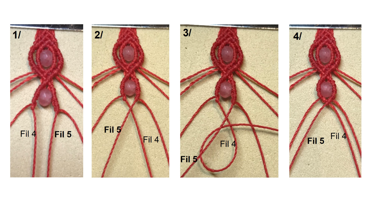 Bracelet in micro-macramé and gemstones : Step 29