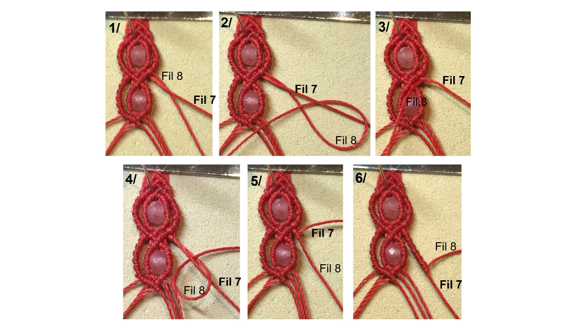 Bracelet in micro-macramé and gemstones : Step 32