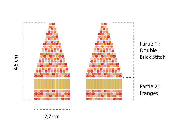 Schema Double brick stitch earrings with seed beads Schema Double brick stitch earrings with seed beads
