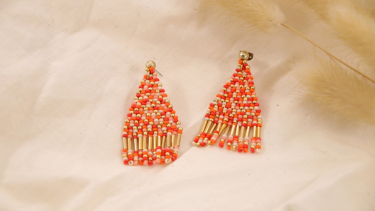 Double brick stitch earrings with seed beads : Step 6 Double brick stitch earrings with seed beads : Step 6