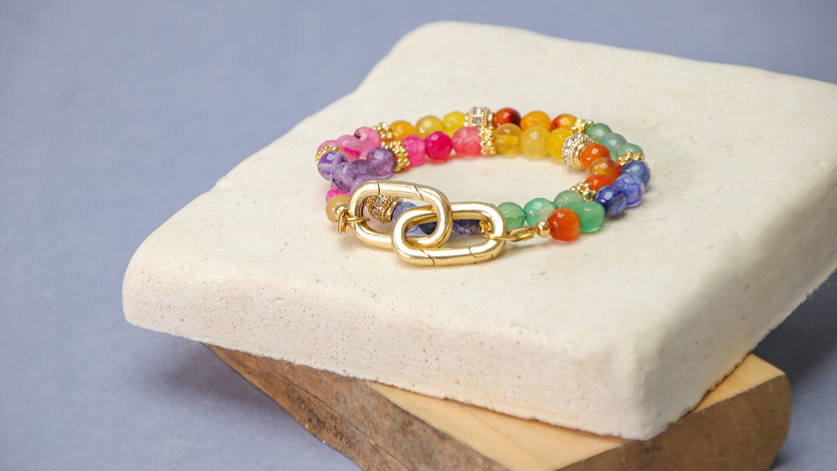 Natural Faceted Gemstone Rondelle Bracelet – 2x4mm, 7.5 Inches, Stretchy – Multicolor AAA-1262848