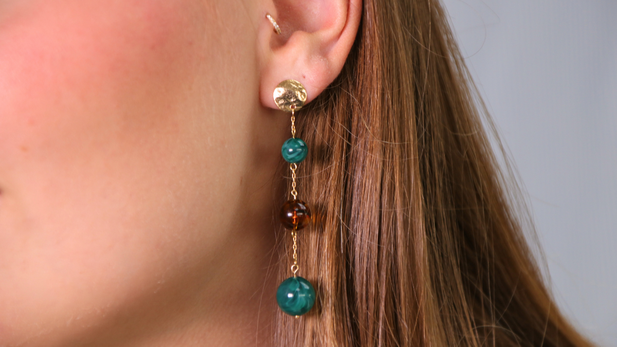 Schema  Cascade of marbled pearls dangling earrings