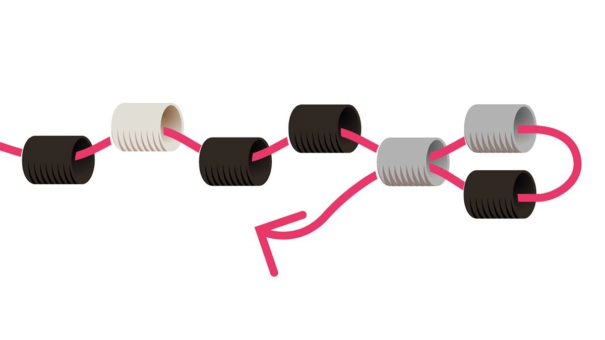 Miyuki black and silver bracelet in Peyote Impair : Step 2