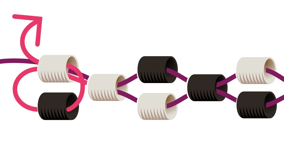 Miyuki black and silver bracelet in Peyote Impair : Step 4