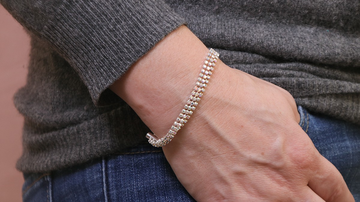 Schema  Silver strass multirang bracelet