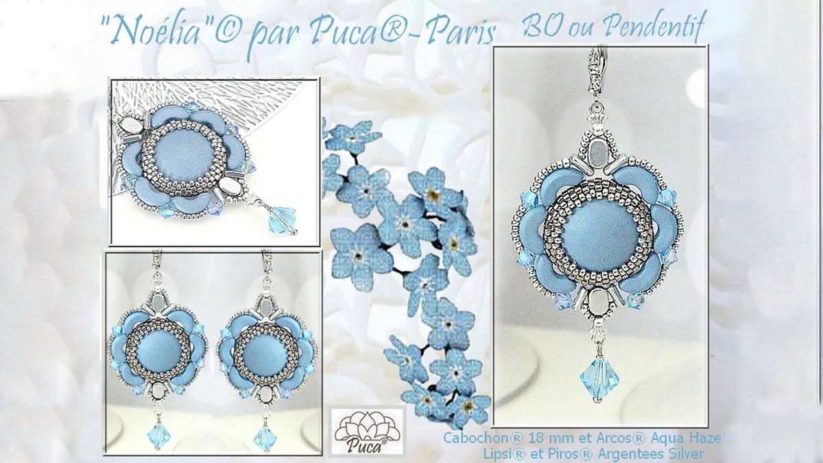 Noélia earrings with cabochon by Puca®, France