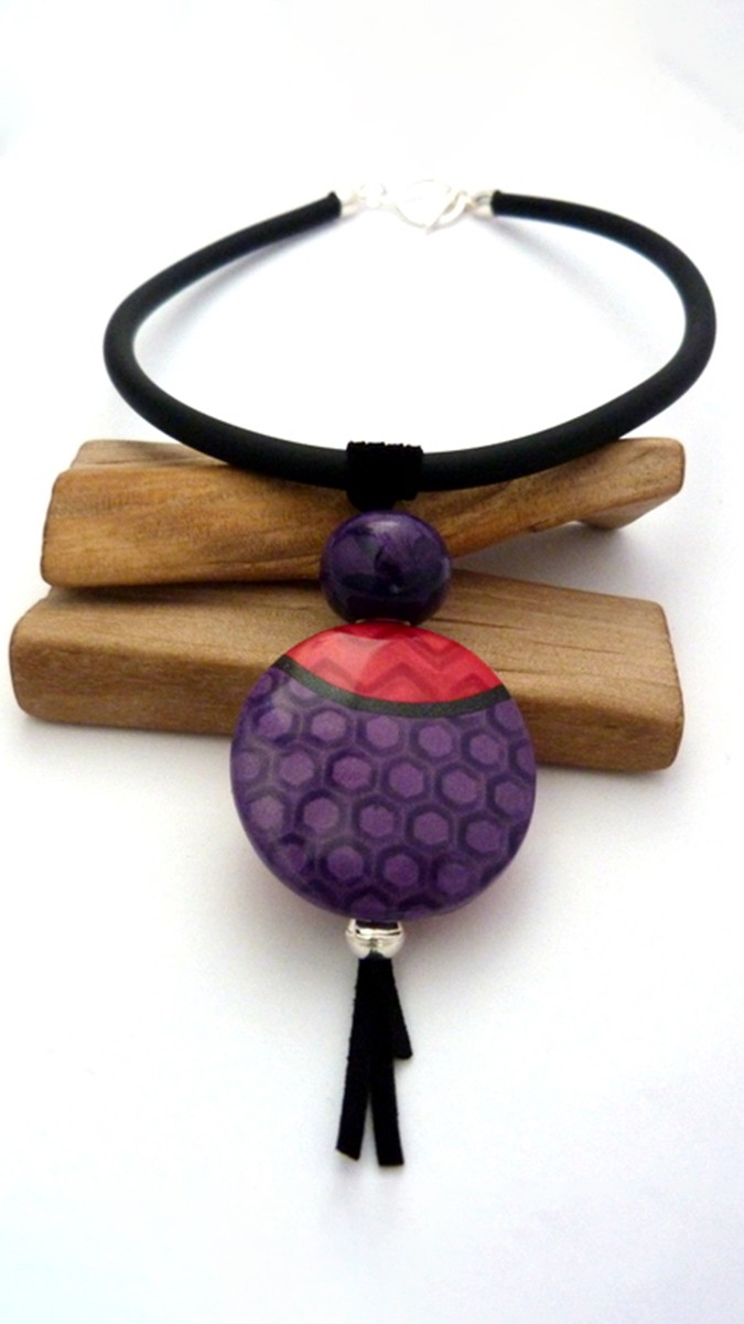 Schema  Necklace Mica shift in polymer clay