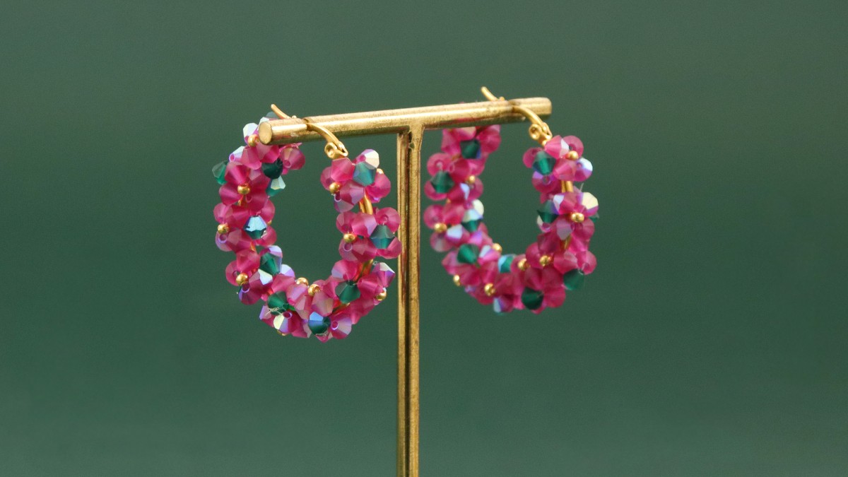thumbnail image 2 of Rose Gold Red Gold Pink Creole Hoop Earrings – 1 Pair, Women's 2 of 5
