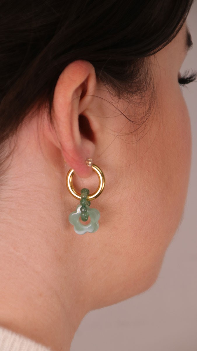 Schema Earrings with mini flowers and natural stones Schema Earrings with mini flowers and natural stones