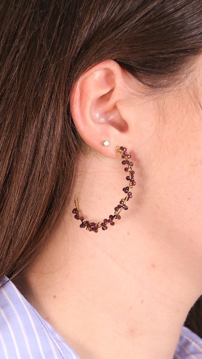 Schema Gold-plated stainless steel hoop earrings in Garnet Schema Gold-plated stainless steel hoop earrings in Garnet
