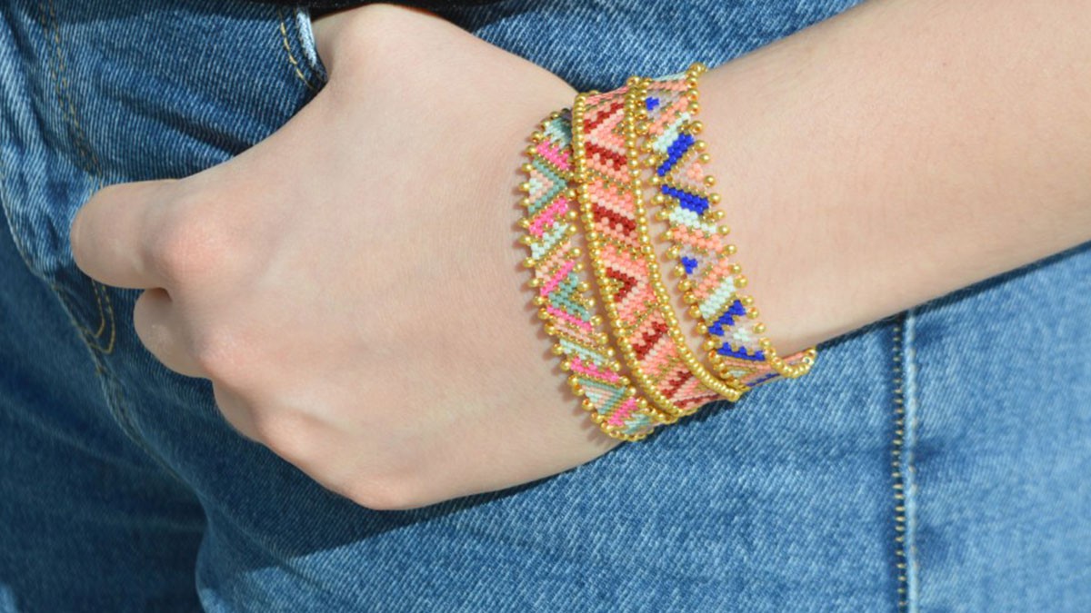 Peyote pair beaded bracelet Miyuki Delicas