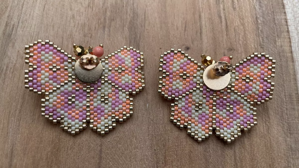 Brick Stitch weaving flower earrings : Step 35 Brick Stitch weaving flower earrings : Step 35