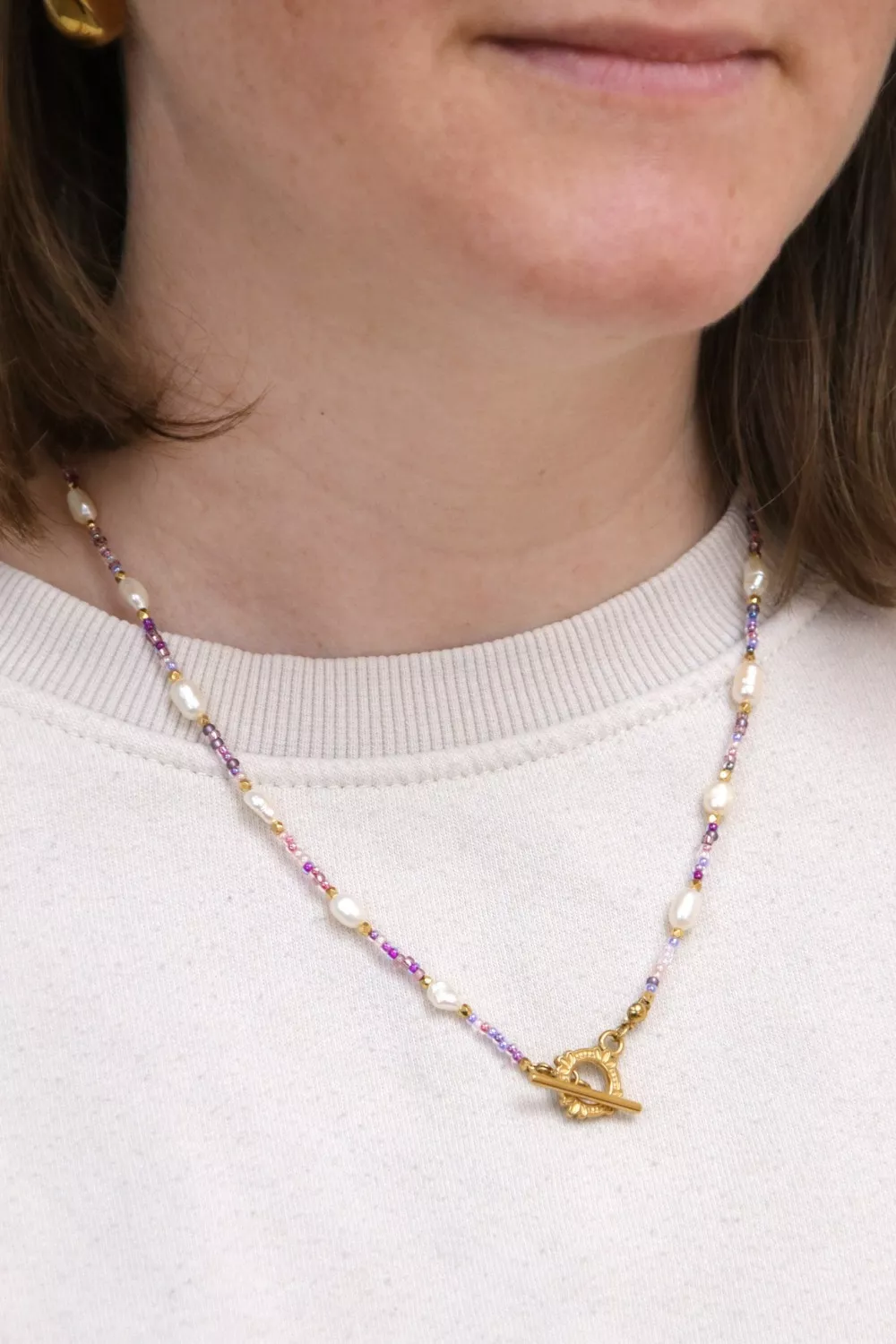 Schema  Miyuki freshwater pearl and seed bead necklace