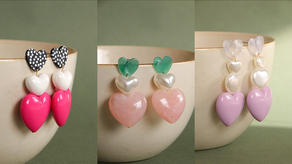 Schema  Drop earrings with heart beads