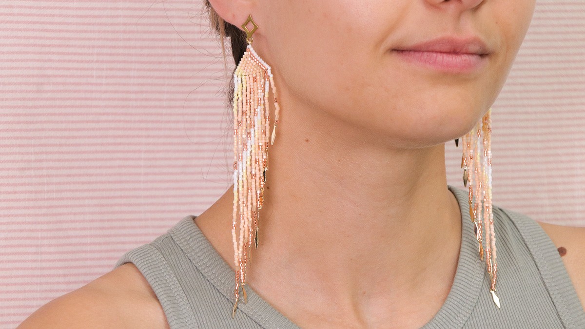Miyuki pearl fringe earrings