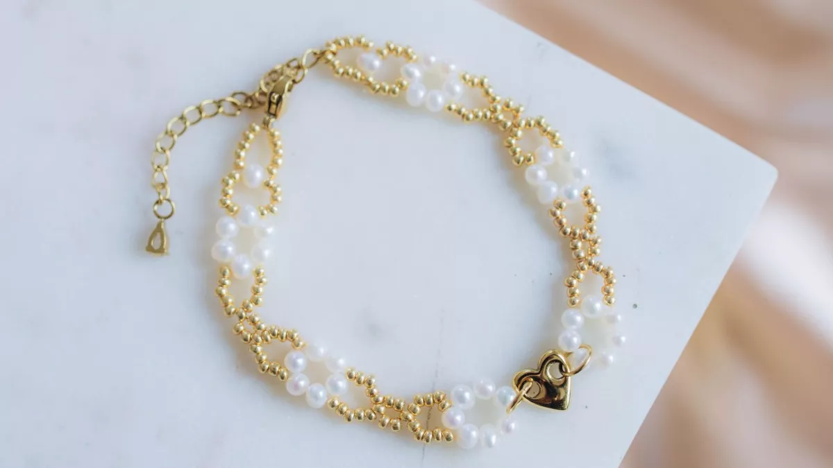 Schema Freshwater pearl and seed bead link bracelet Schema Freshwater pearl and seed bead link bracelet