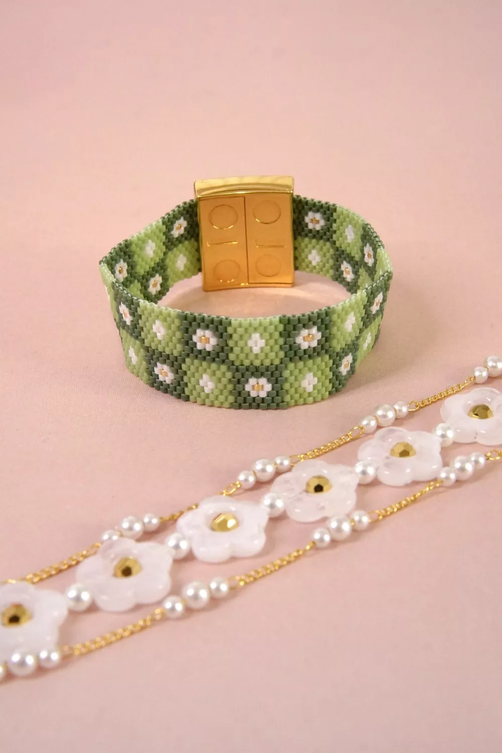 Miyuki weaving bracelet Peyote Pair with Hiilos clasp