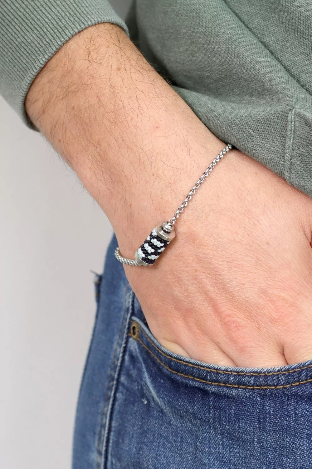 Men's Miyuki bracelet with tube bead