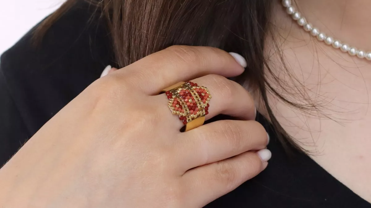 Schema  Miyuki Weaving Brick Stitch Stainless Steel Beaded Ring