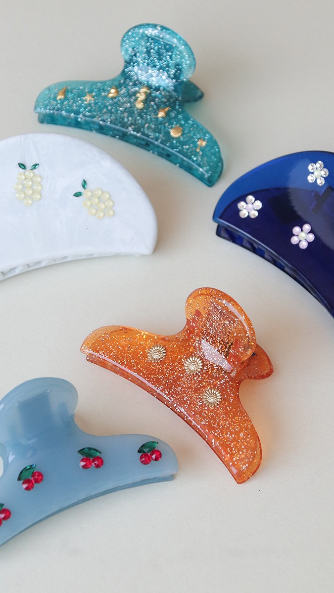 Schema  Seashell and summer fruit hair clips with PureCrystal rhinestones