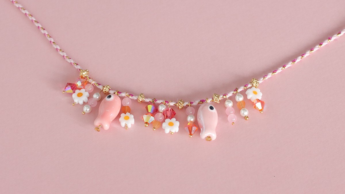 Summer cord necklace with charms : Step 6