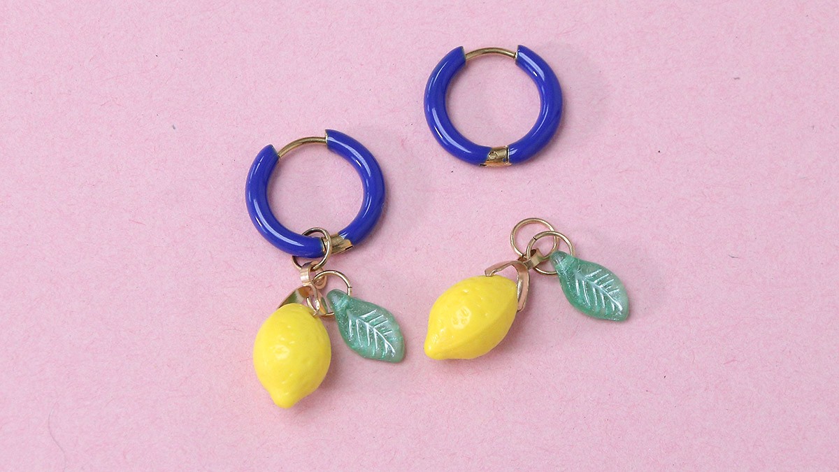 Lemon earrings with colorful hearts : Step 1 Lemon earrings with colorful hearts : Step 1