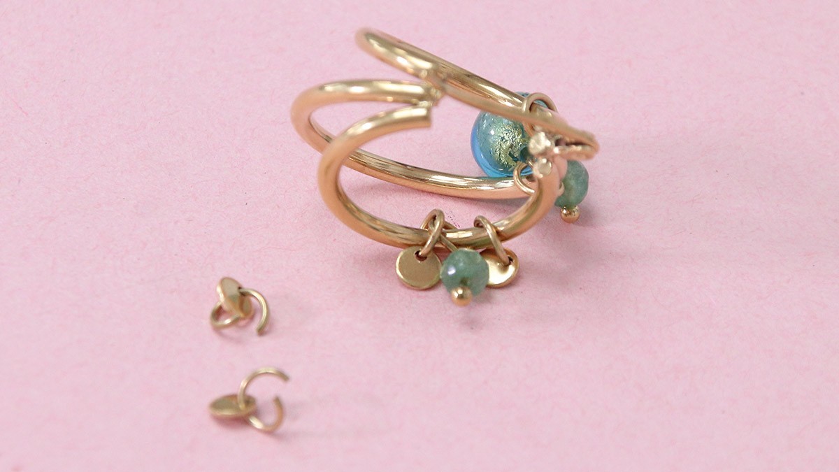 Creoles with Murano pearls and Aventurine : Step 4