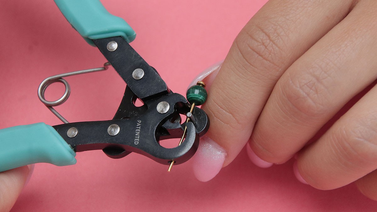 Multi-charm hoop earrings with natural stones : Step 1