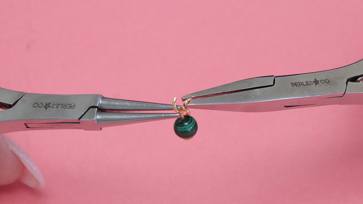 Multi-charm hoop earrings with natural stones : Step 2