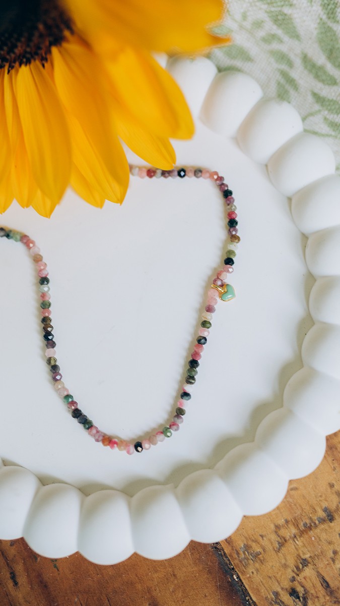 Natural stone necklace and heart charm tutorial