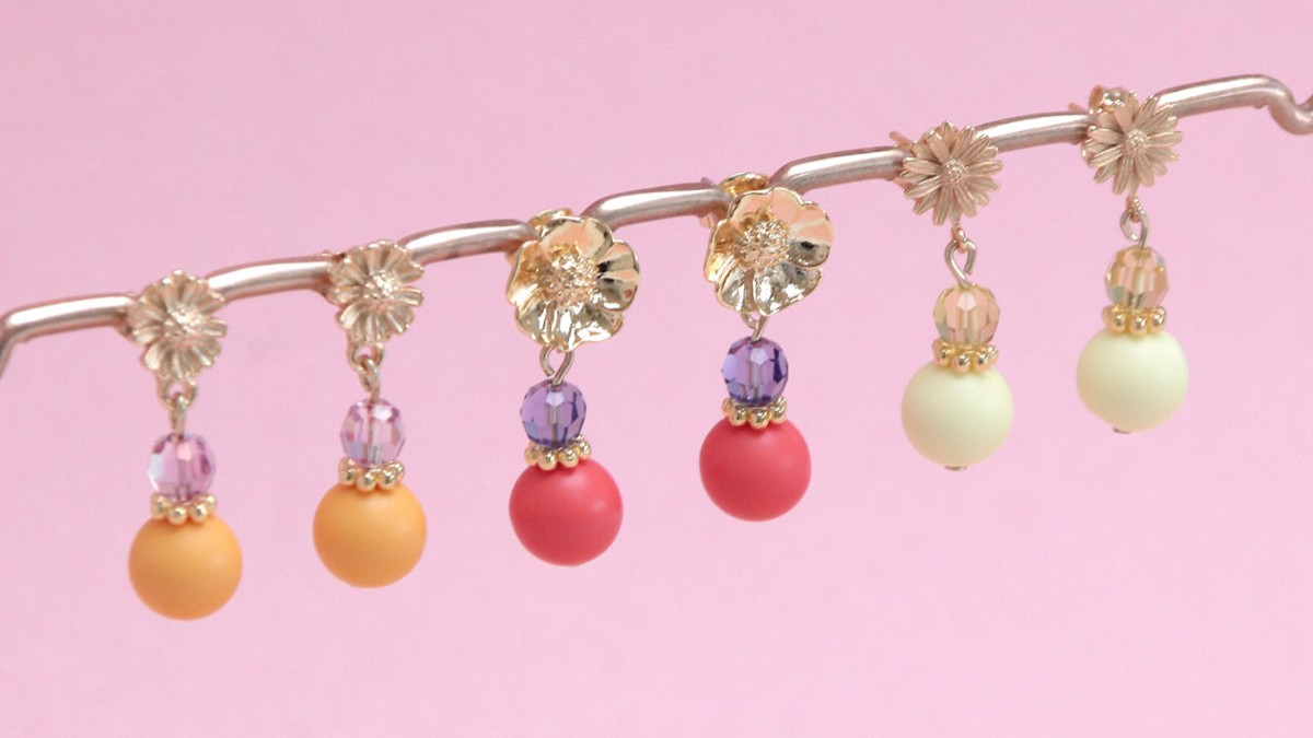 Colorful crystal and pearl earrings