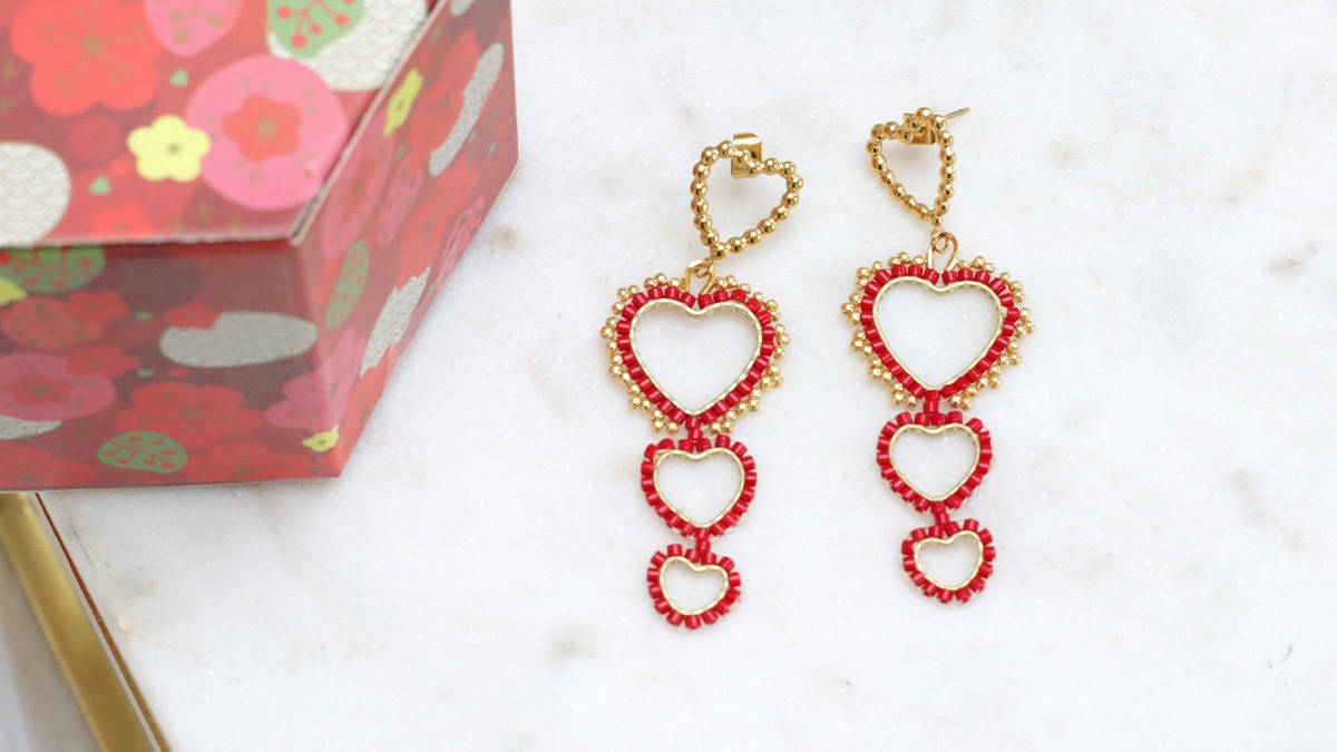 Schema  Miyuki heart earrings in Brick Stitch