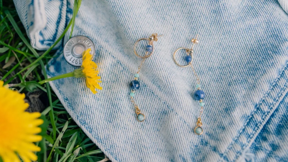 Schema  Sodalite and Amazonite pendant earrings