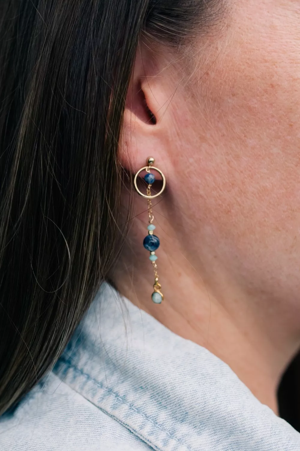 Schema  Sodalite and Amazonite pendant earrings