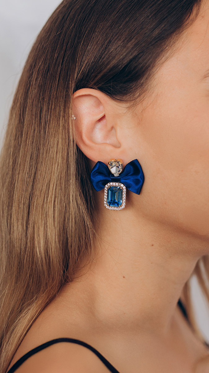 Bow tie earrings with Cristal