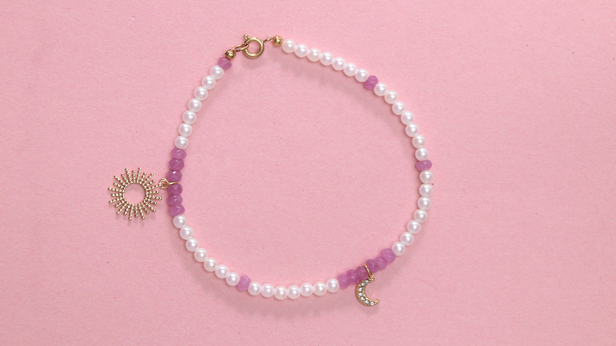 Holiday anklet in pearly pearls : Step 3