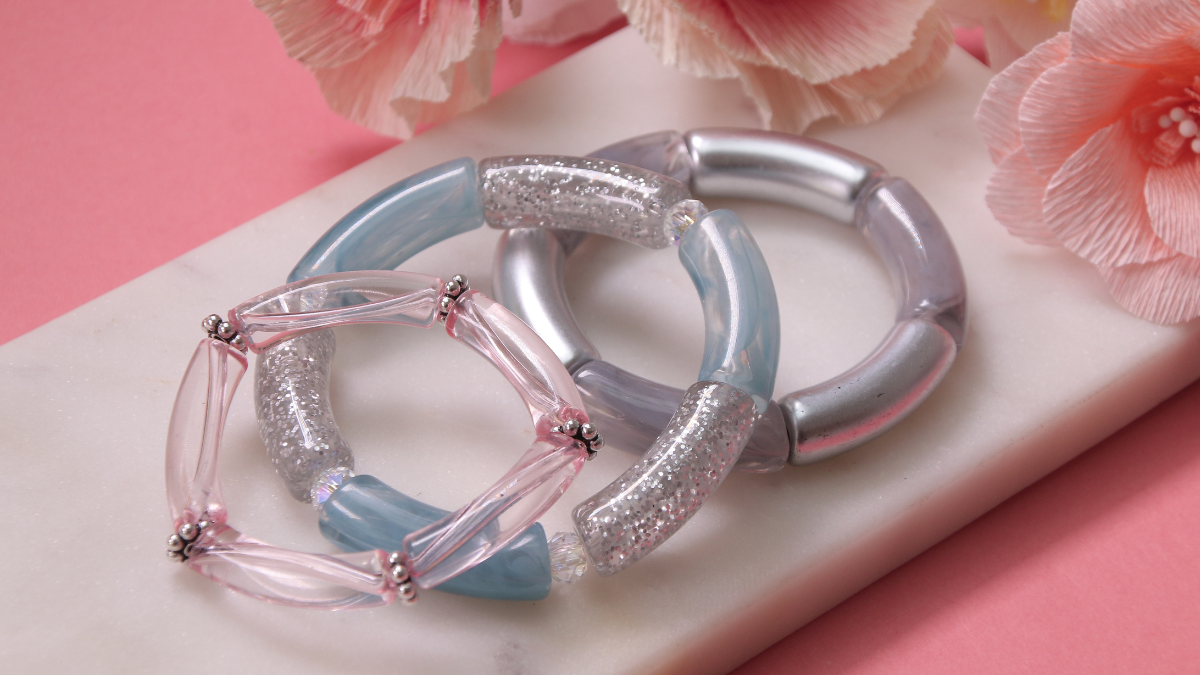 Elastic bracelets in silver tubes