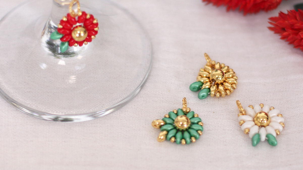 Schema DIY SuperDuo Christmas Flower Beaded Glass Marker Schema DIY SuperDuo Christmas Flower Beaded Glass Marker