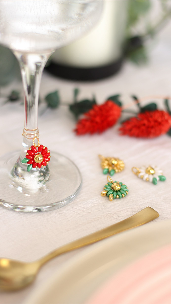Schema DIY SuperDuo Christmas Flower Beaded Glass Marker Schema DIY SuperDuo Christmas Flower Beaded Glass Marker