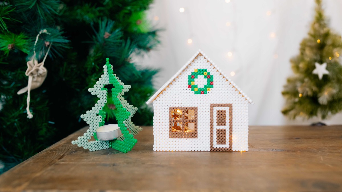 Christmas ornaments with organic Hama beads