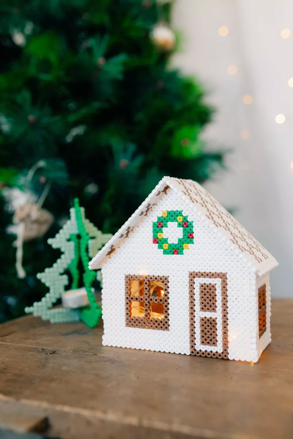 Christmas ornaments with organic Hama beads