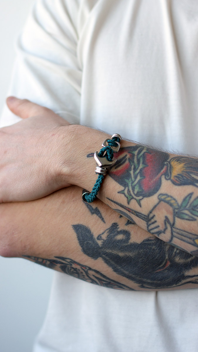 Schema  Men's Anchor bracelet with four-strand braid