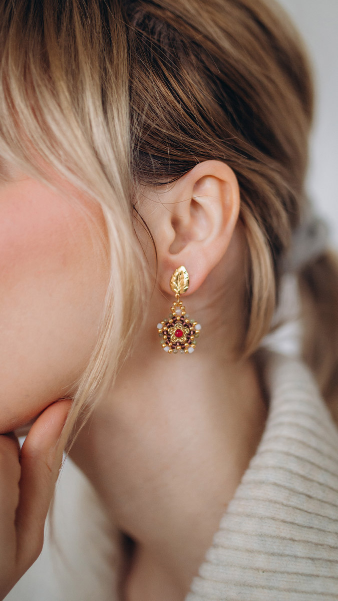 Schema Miyuki seed beads and Tourmaline flower earrings Schema Miyuki seed beads and Tourmaline flower earrings