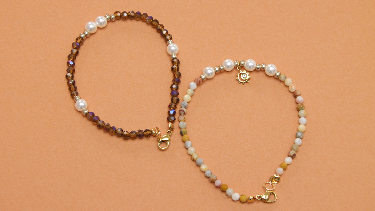 Brown bracelets with natural stones and faceted beads : Step 7