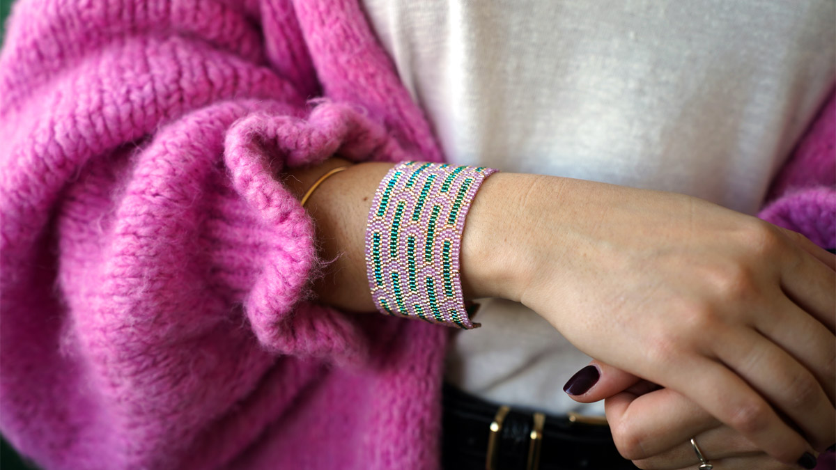 Miyuki Delica 11/0 Peyote Double and Single Art Deco Pattern Bracelet